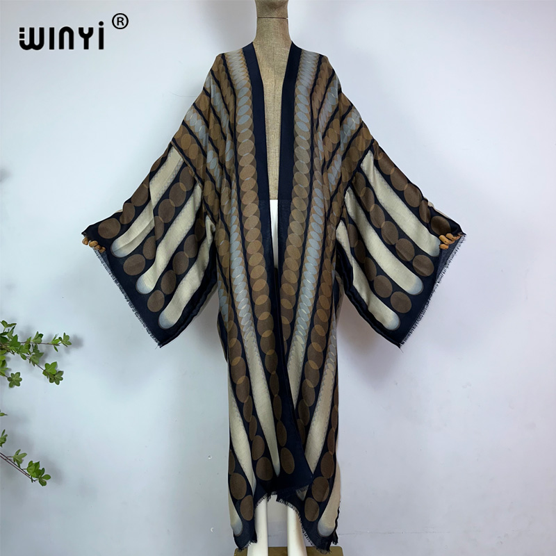 Kaftan Women Boho - WINYI kimono summer geometric print kaftan