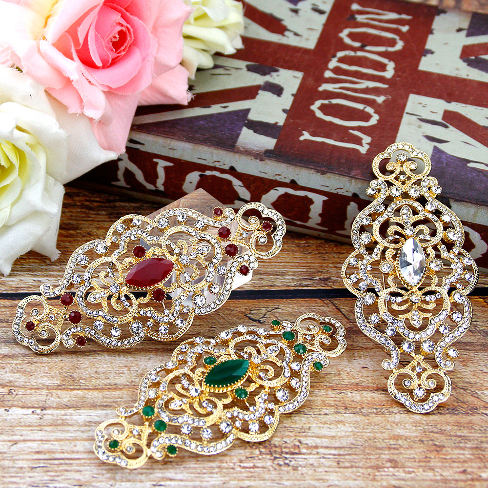 Ethnic Fashion In Dubai - Sunspicems Morocco Crystal Women Brooch Gold