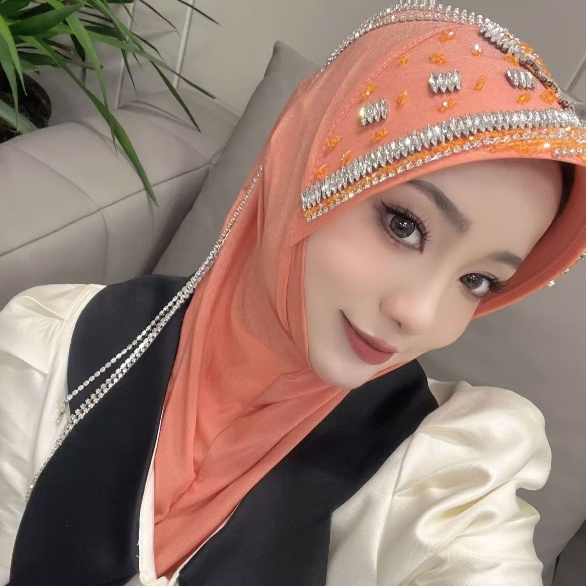 Luxury Hat Hijab Pink Scarf wi - The Ethnic Fashion recension och pris