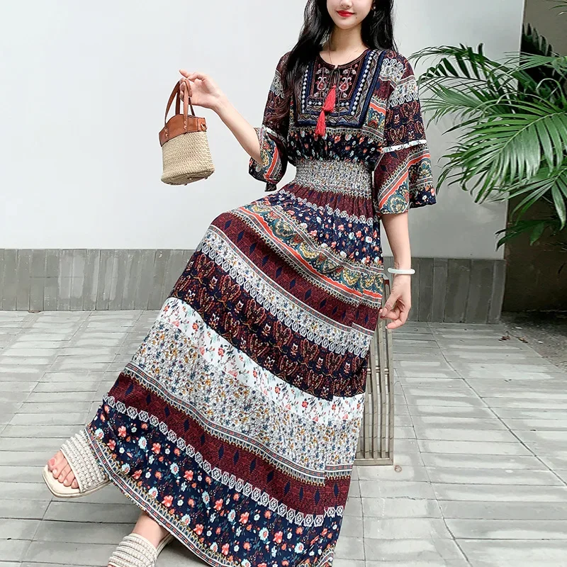 Ethnic Style Maxi Dresses for  - Y2K Ethnic Fashion recension och pris