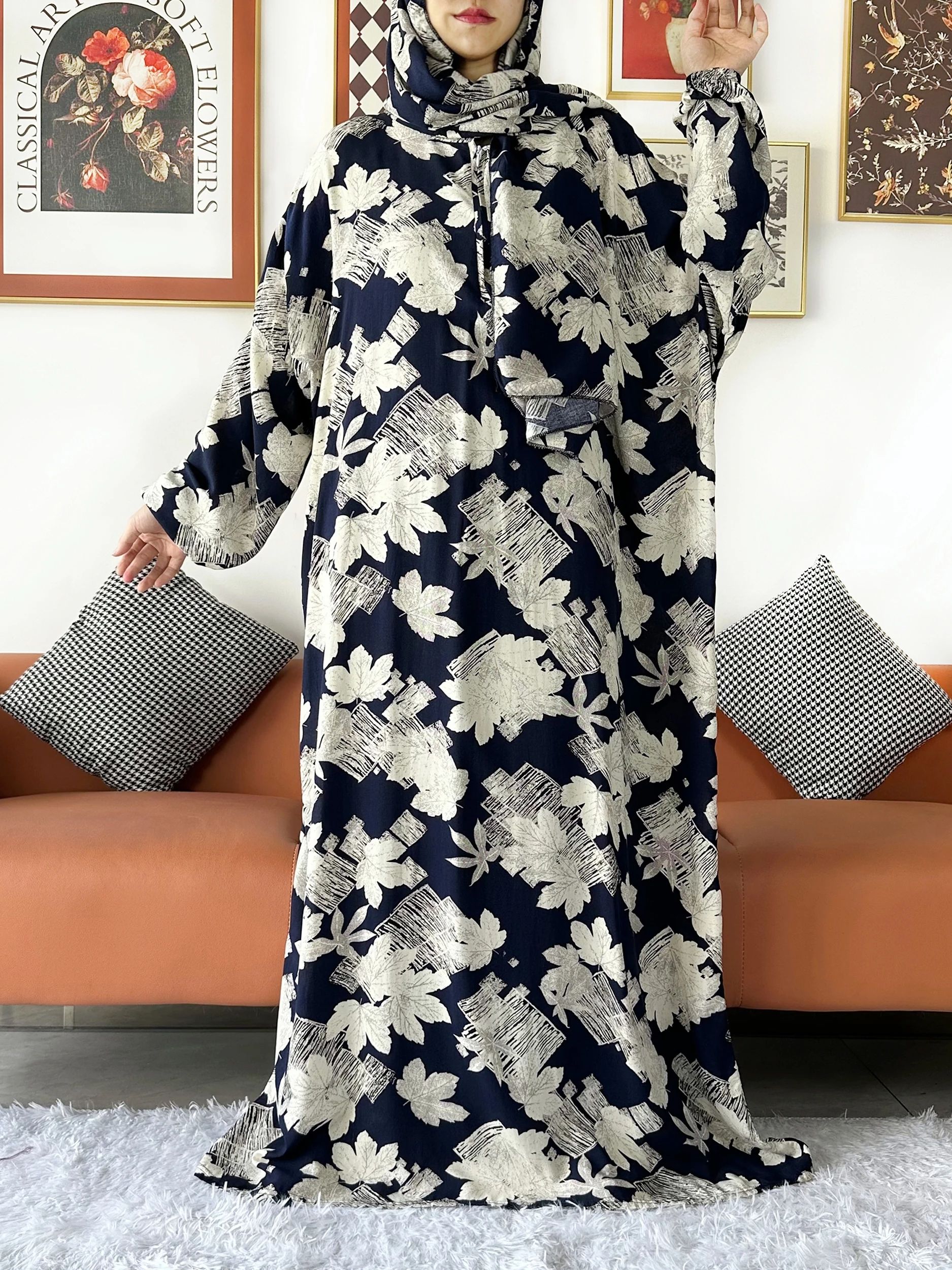 2024 Muslim Floral Cotton Lady - Ethnic Gown recension och pris