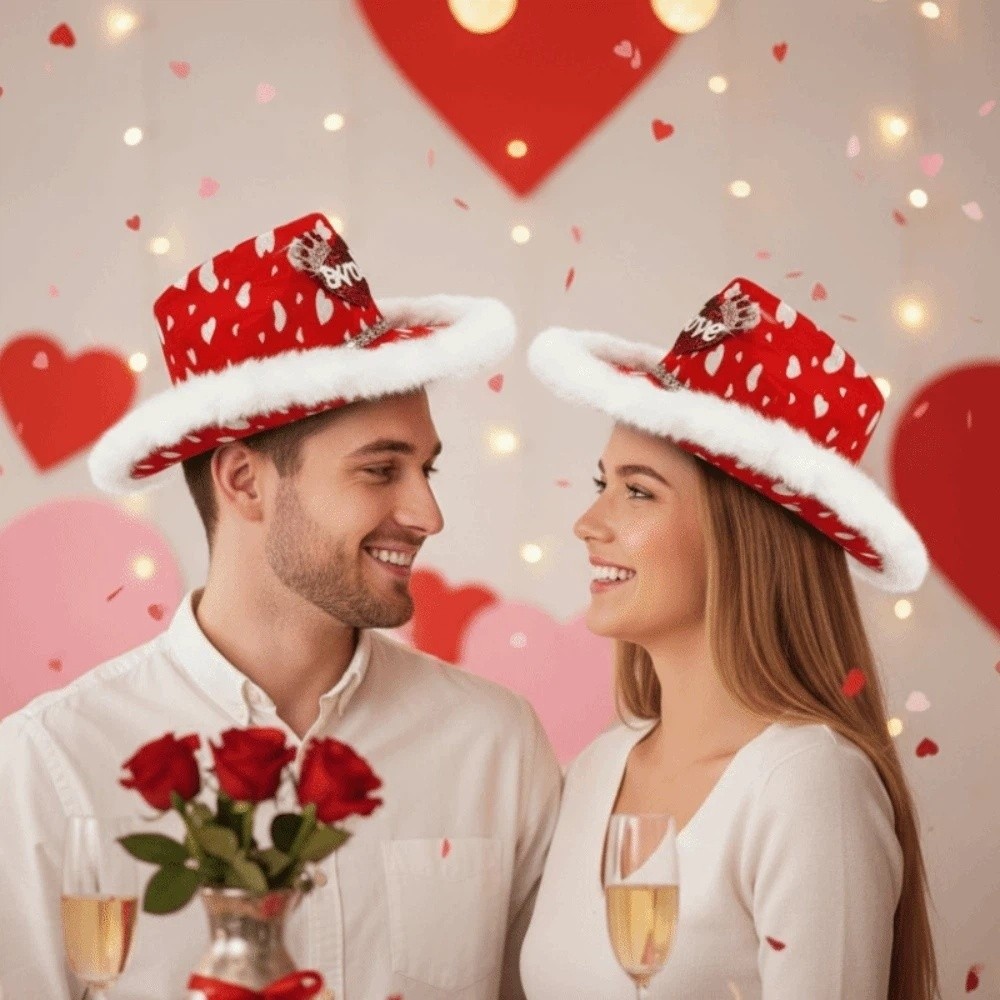 Wide Brim Red Heart Cowboy Cap - Ethnic Day Fashion Show recension och pris