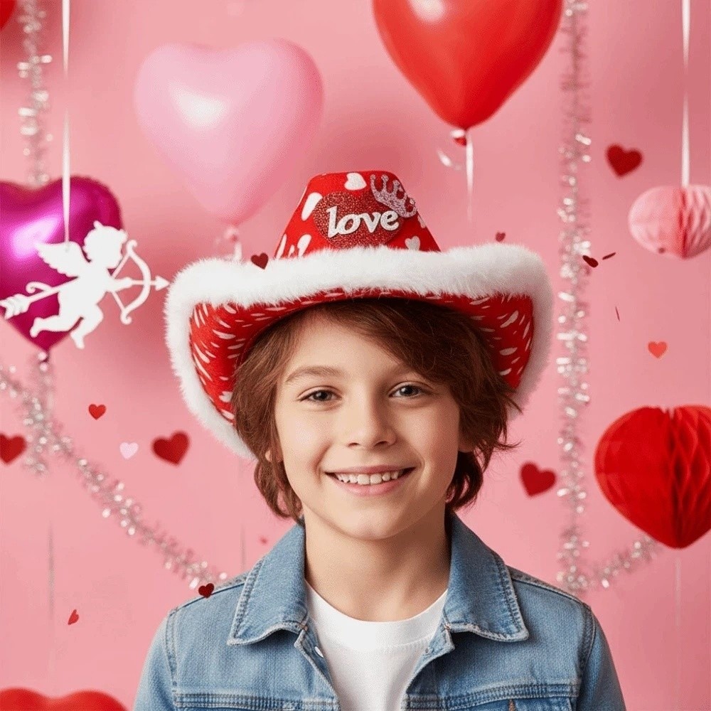 Wide Brim Red Heart Cowboy Cap - Ethnic Day Fashion Show recension och pris