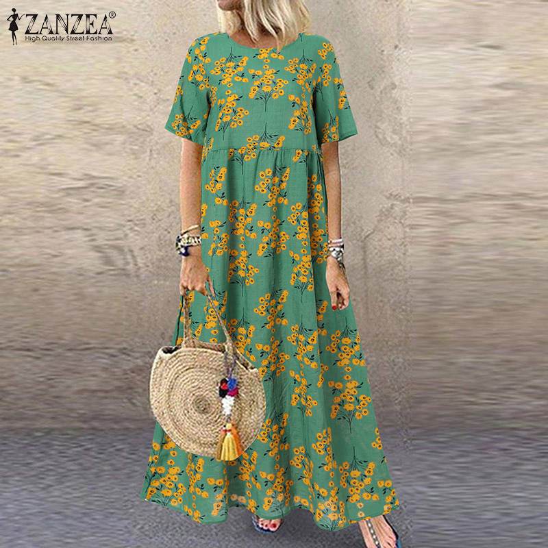 Summer Women Sundress ZANZEA V - Kaftan Women Boho recension och pris