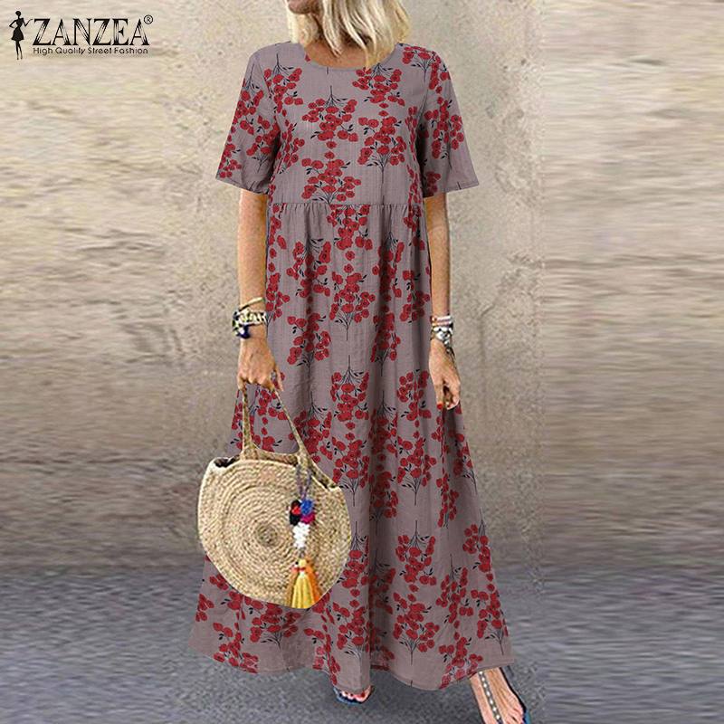 Summer Women Sundress ZANZEA V - Kaftan Women Boho recension och pris