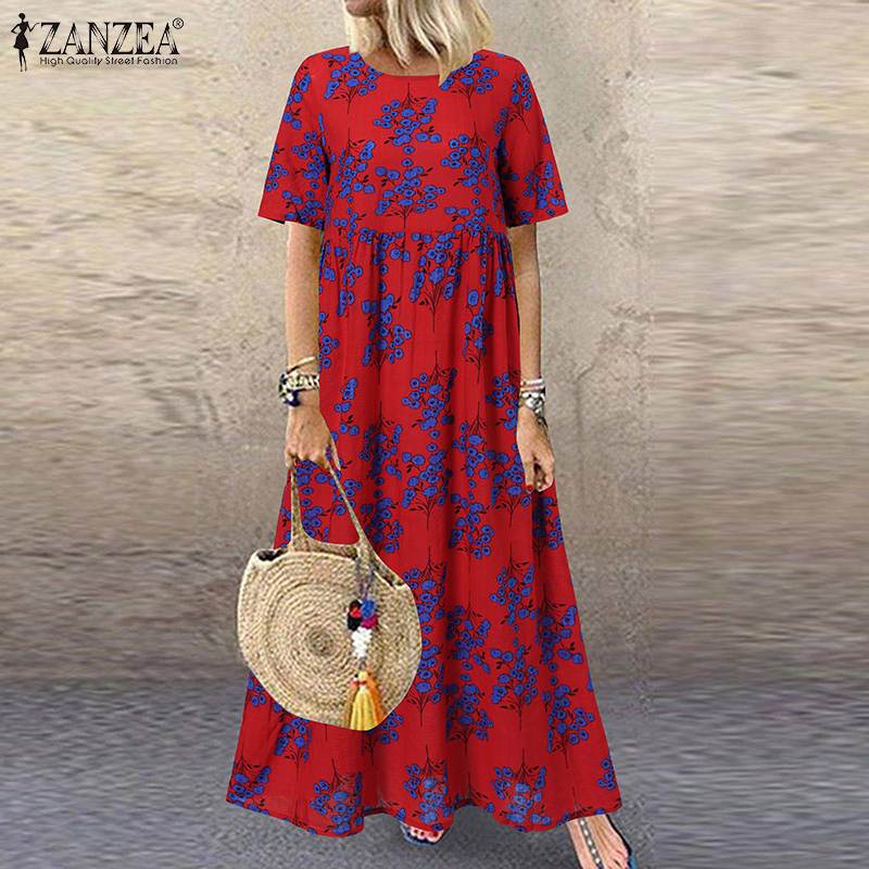 Summer Women Sundress ZANZEA V - Kaftan Women Boho recension och pris